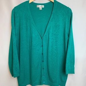 Dressbarn Cardigan, Light Green, Size 1X